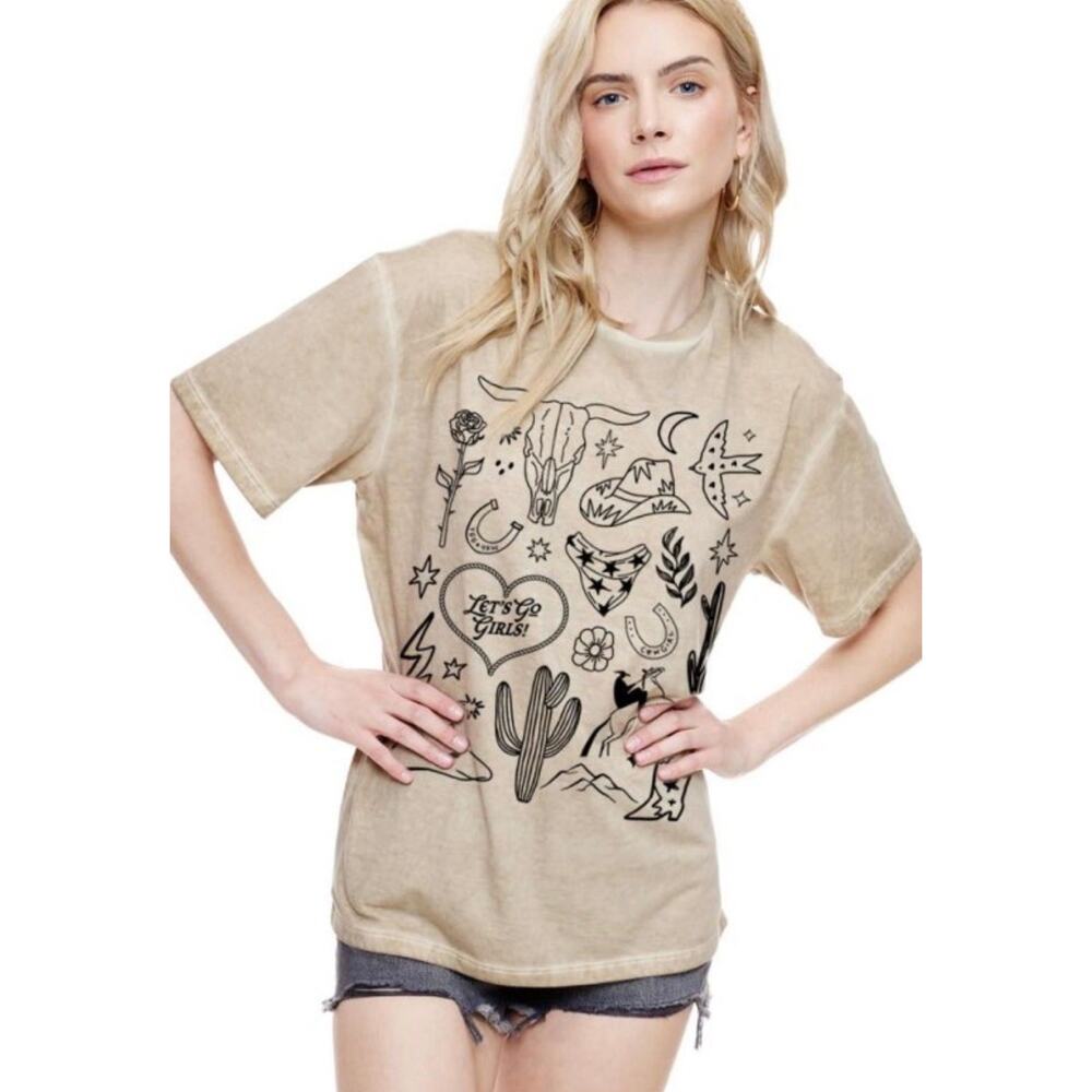 NWOT Let’s Go Girls Graphic Tee (taupe)